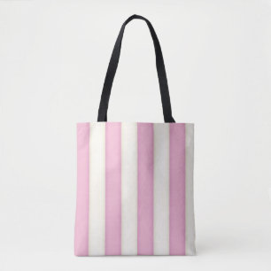 Bolsa Tote Listras Vitorianas Rosa e Marfim Elegantes