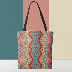 Bolsa Tote Listras Zig Zag Multicolor Abstratas