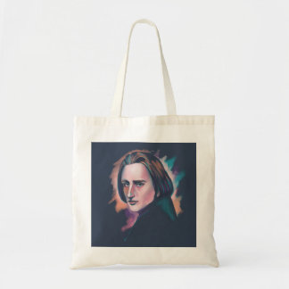 Bolsa Tote Liszt Colorful Watercolor Portrait Quote Tote Bag