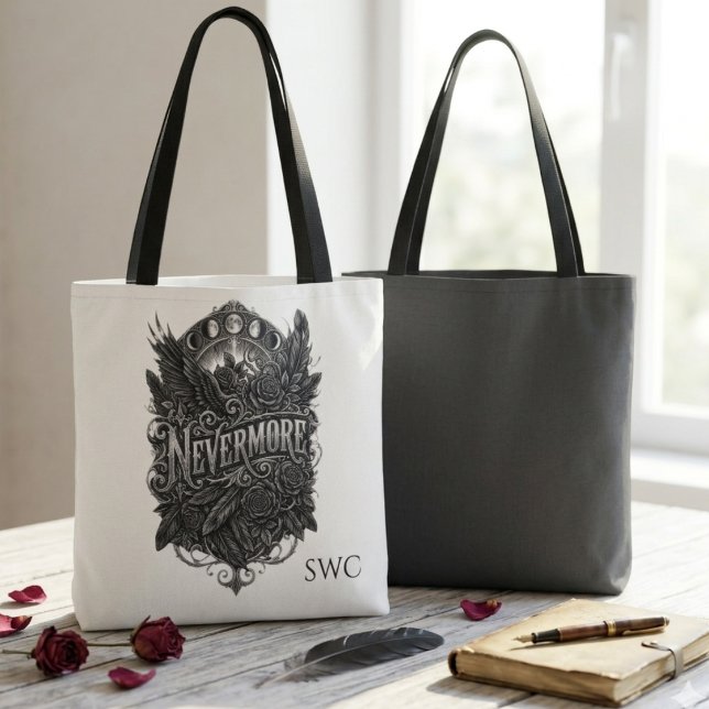 Bolsa Tote Literatura Gótica O Amante do Corvo Nunca Mais (Gothic nevermore raven book tote bag)