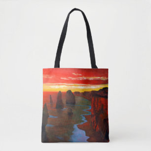 Bolsa Tote Litoral rochoso no por do sol