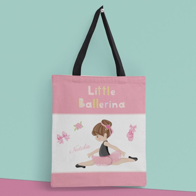 Bolsa Tote Little Ballerina Pink Balé Girls Name (Criador carregado)