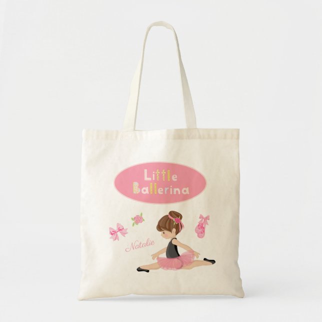 Bolsa Tote Little Ballerina Pink Balé Girls Name (Frente)