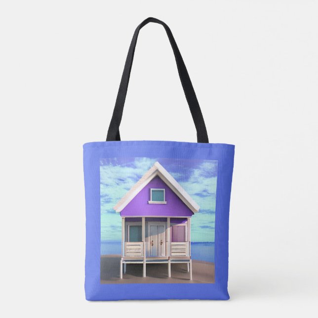Bolsa Tote Little Beach Shack na areia (Verso)