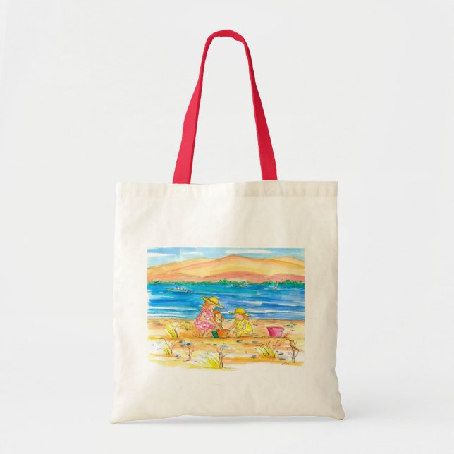 Bolsa Tote Little Girls Mountain Lake Beach (Frente)