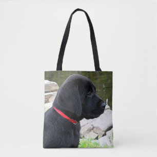 Bolsa Tote Little Red Collar - Black Lab Puppy - Labrador