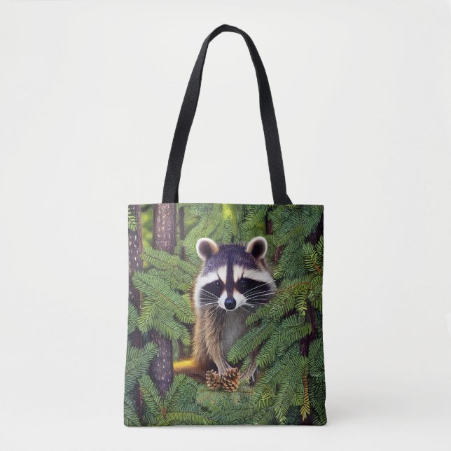 Bolsa Tote Little Woodland Wilderness Raccoon (Frente)