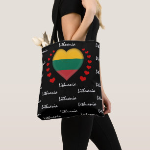 Bolsa Tote Lituânia Flag & Heart, Lituania Flag fashion