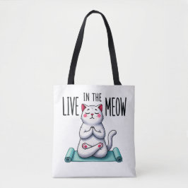 Bolsa Tote "Live in the Meow" Engraçado do Gato Lover