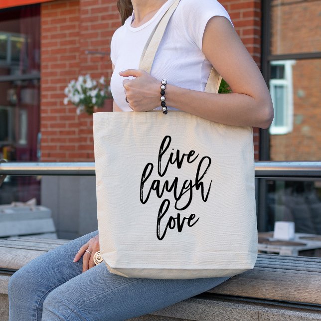 Bolsa Tote Live Laugh Love - Típica de tendências (Criador carregado)