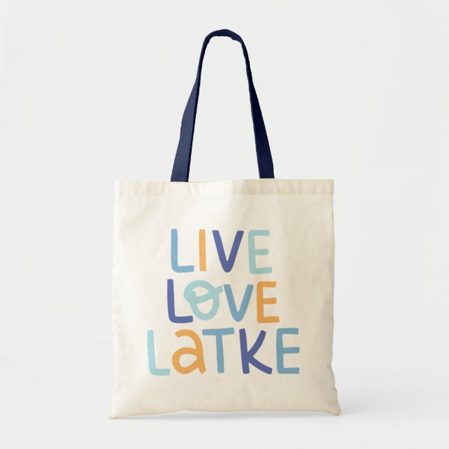 Bolsa Tote Live Love Latke Hanukkah Design (Frente)