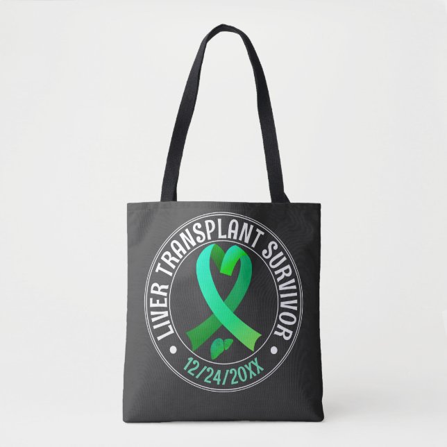 Bolsa Tote Liver Transplant Survivor Green Ribbon Custom (Frente)