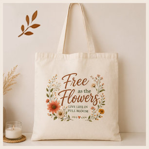 Bolsa Tote Livre como as Flores Gráfico Boho Tela