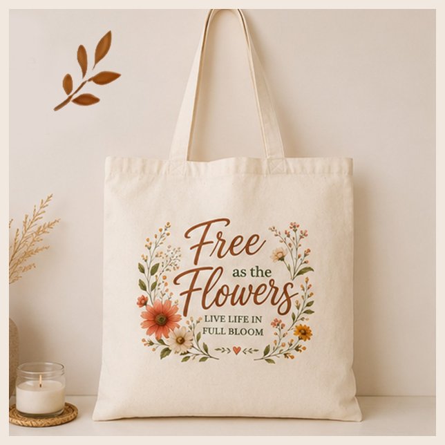Bolsa Tote Livre como as Flores Gráfico Boho Tela (Criador carregado)