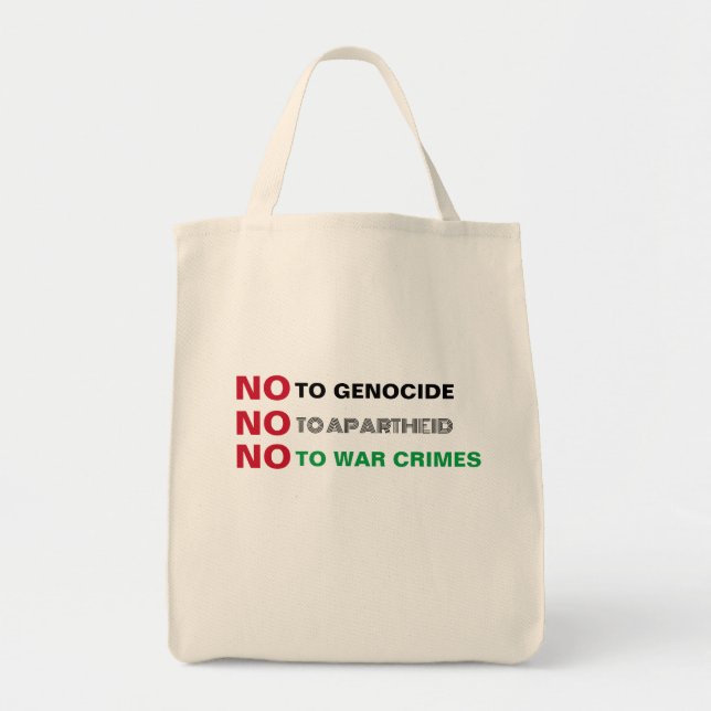 BOLSA TOTE LIVRE PALESTINA NÃO AO GENOCÍDIO DE CRIMES DE GUER (Frente)