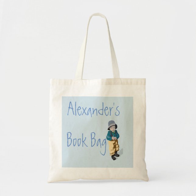Bolsa Tote Livro Azul, Canvas, bonito (Frente)