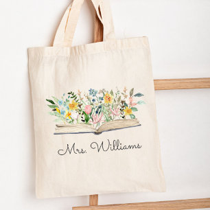 Bolsa Tote Livro de Aquarela Flor Floral Agradecimento ao Pro