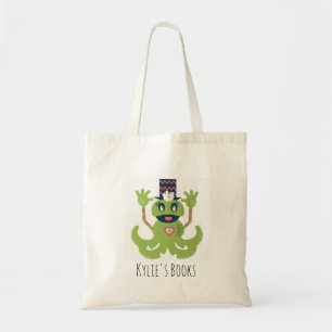 Bolsa Tote Livro de Biblioteca de Cartoon de Monstro de Hallo