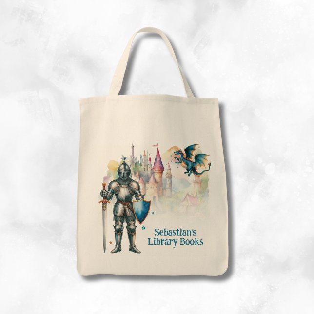 Bolsa Tote Livro de Biblioteca Personalizado Cavaleiro Conto  (Criador carregado)
