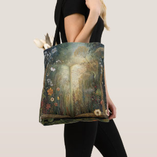 Bolsa Tote Livro de Fantasia e Flores Impressão Caprichosa po