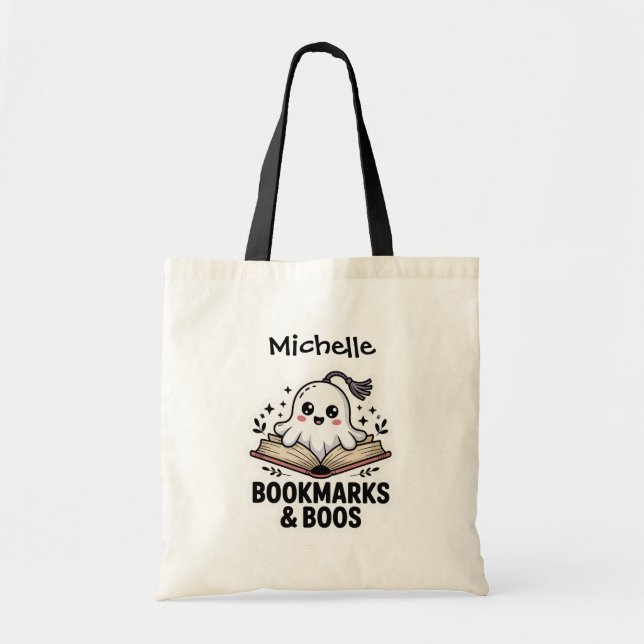 Bolsa Tote Livro de Favoritos Cozy Ghost Personalizado (Frente)