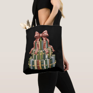 Bolsa Tote Livro de Natal Árvore de Natal Livro Professor Lei