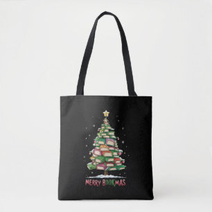Bolsa Tote Livro de Natal Lover Tree Bibliotecas de Felizes B