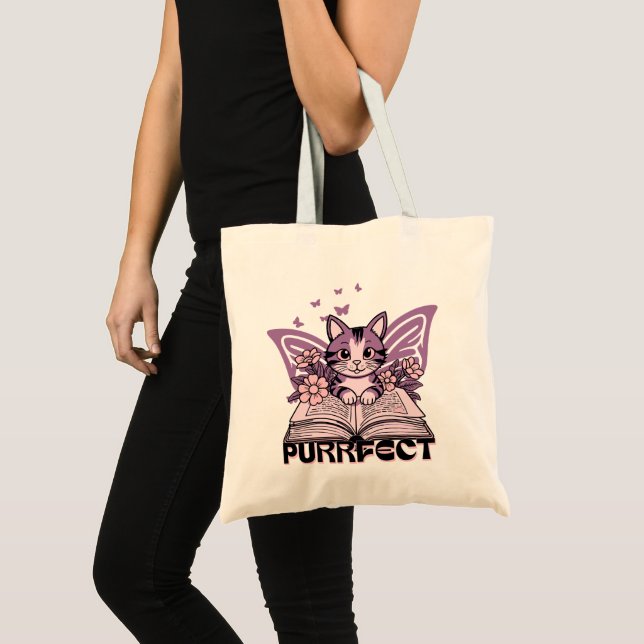 Bolsa Tote Livro do Gato Roxo e Borboletas (Frente (produto))