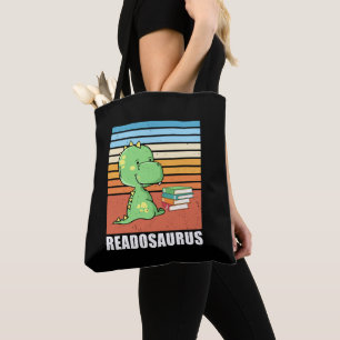 Bolsa Tote Livro Engraçado Readossauro Dinossauro Lendo Dino 