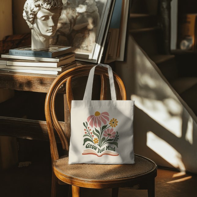 Bolsa Tote Livro Floral Cresça Sua Mente (Criador carregado)