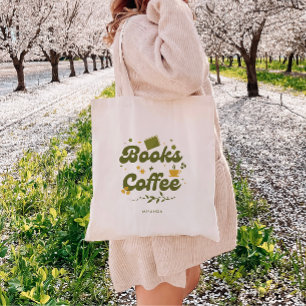 Bolsa Tote Livro Personalizado 'Livros e Café' Floral Retro