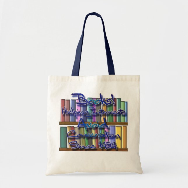 Bolsa Tote Livros ajudando introvertidos. (Frente)