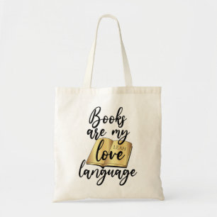 Bolsa Tote Livros Amor Linguagem Preta Livro Dourado Nome