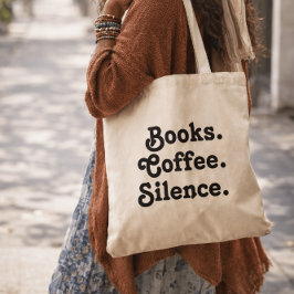 Bolsa Tote Livros. Café. Silêncio. | Design de Reserva Simple