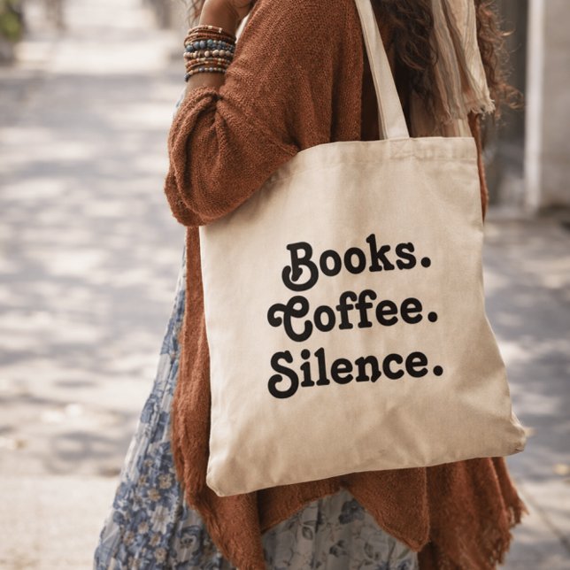 Bolsa Tote Livros. Café. Silêncio. | Design de Reserva Simple (Criador carregado)