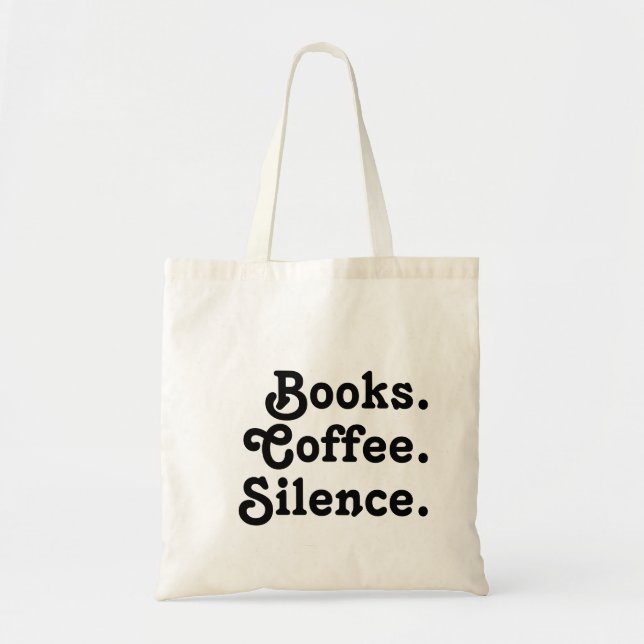 Bolsa Tote Livros. Café. Silêncio. | Design de Reserva Simple (Frente)