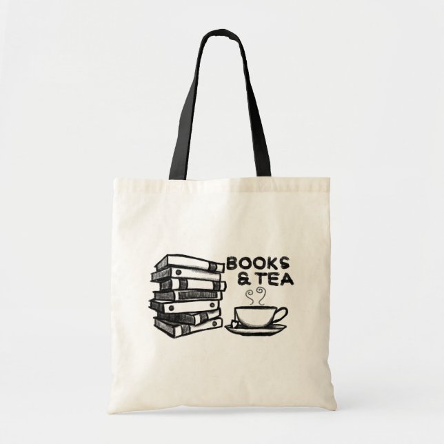 Bolsa Tote Livros & chá tirados mão (Frente)