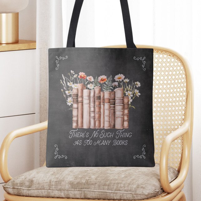 Bolsa Tote Livros com Flores e Citação no Caderno Preto (in situ)