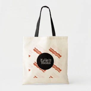 Bolsa Tote Livros da Biblioteca Personalizados Tiras de Bacon