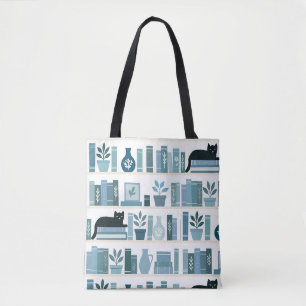 Bolsa Tote Livros de arte popular azul elegante & amantes de