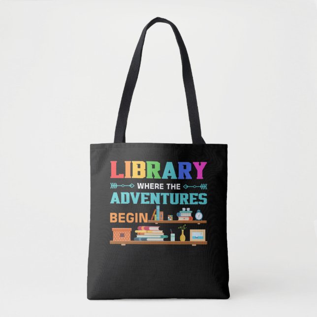 Bolsa Tote Livros de Biblioteca onde Começa a Aventura (Frente)
