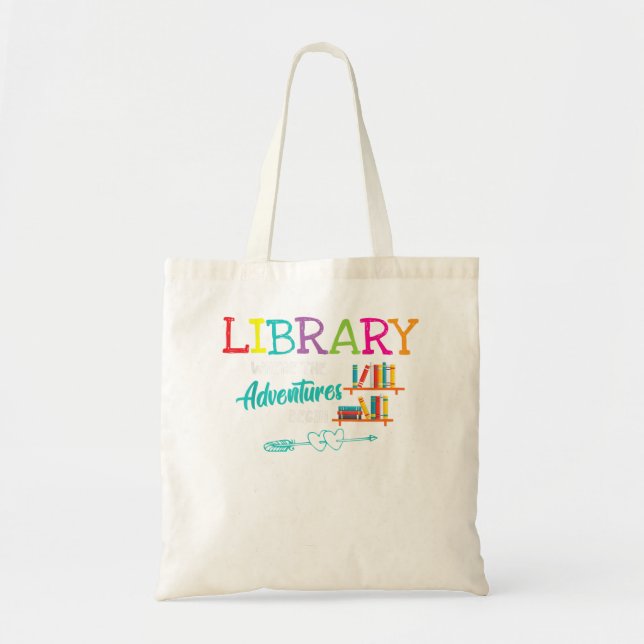 Bolsa Tote Livros de Biblioteca Onde Começa A Aventura - Bibl (Frente)