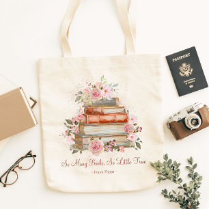 Bolsa Tote Livros de Citações Personalizadas e Rosas Pink Vin
