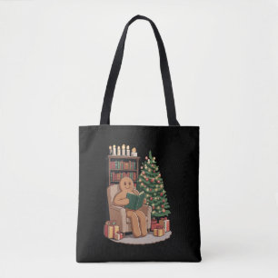 Bolsa Tote Livros de Leitura de Pão de Mel Retrô Natal Profes