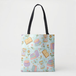 Bolsa Tote Livros de Magia Verde Garota Fofa Bruxa Feiticeira