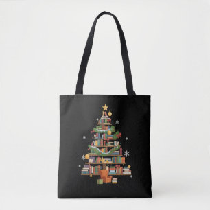 Bolsa Tote Livros de Natal Árvore Amante de Livros Professore