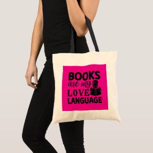 Bolsa Tote Livros divertidos amam arte de palavras em linguag