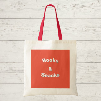 Bolsa Tote Livros e Snacks slogan personalizável