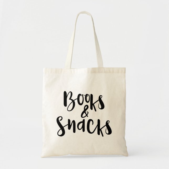Bolsa Tote "Livros e Snacks" Toalha Reutilizável (Frente)