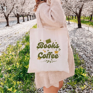 Bolsa Tote Livros Florais Retrô & Café Amante de Livros